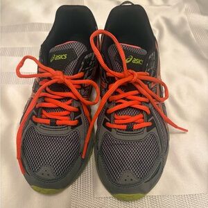 Asics Gray Running Shoes with Bright Orange Laces